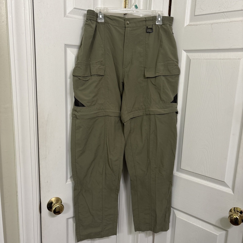 VTG Columbia Womens Nylon Convertible Pants Zip Off XL Olive Green TL8022
